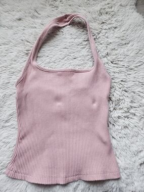 5/35$ SHEIN Pink Ribbed Halter Neck Tank Top Size S🩷